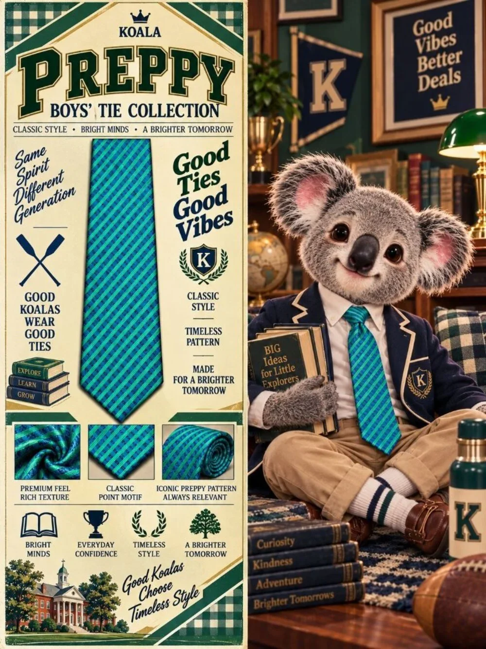 Johnson Brothers Kids Zipper Necktie Blue Green Stripe Pre Tied Adjustable
